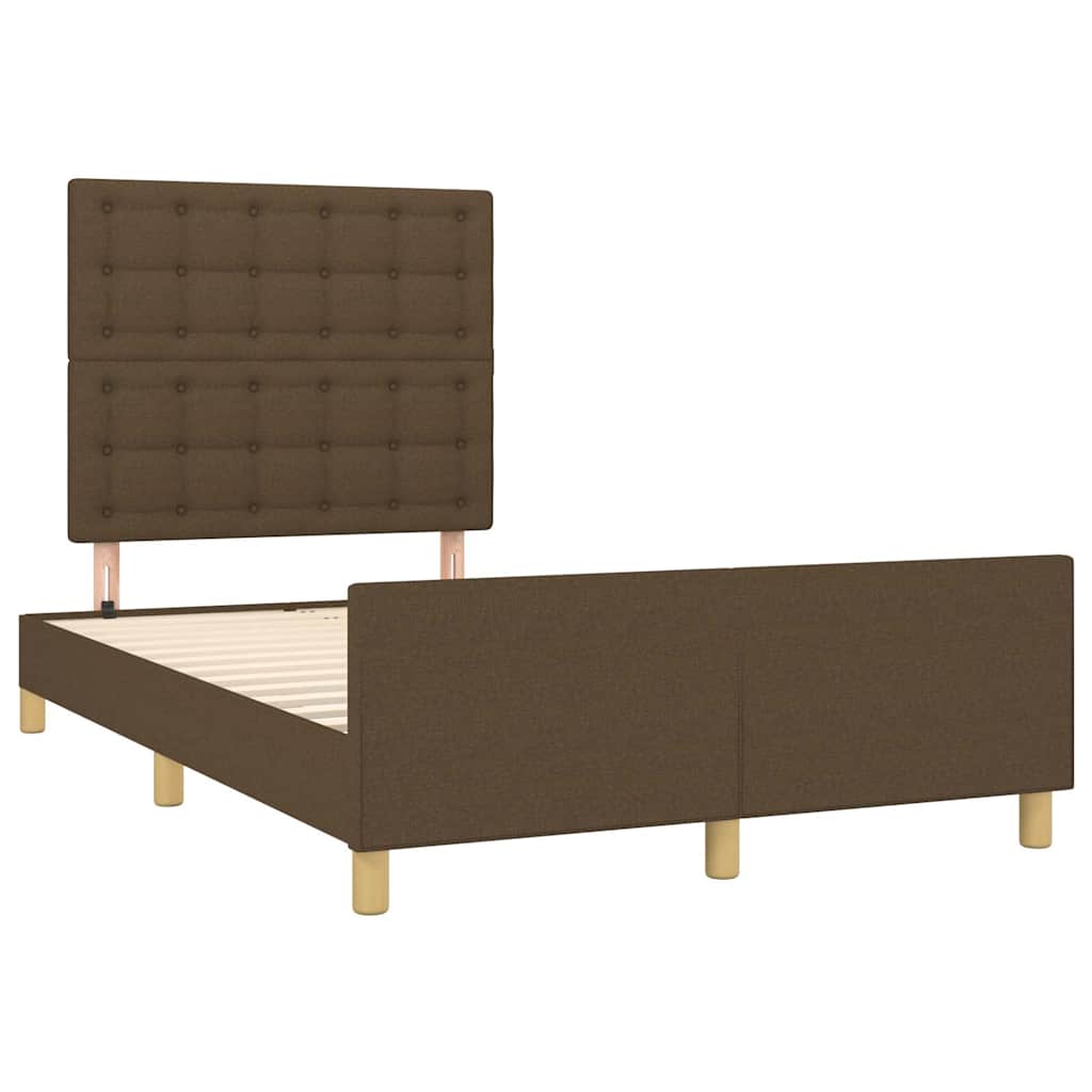 Cadre de lit sans matelas marron foncé 120x190 cm tissu - XIOS
