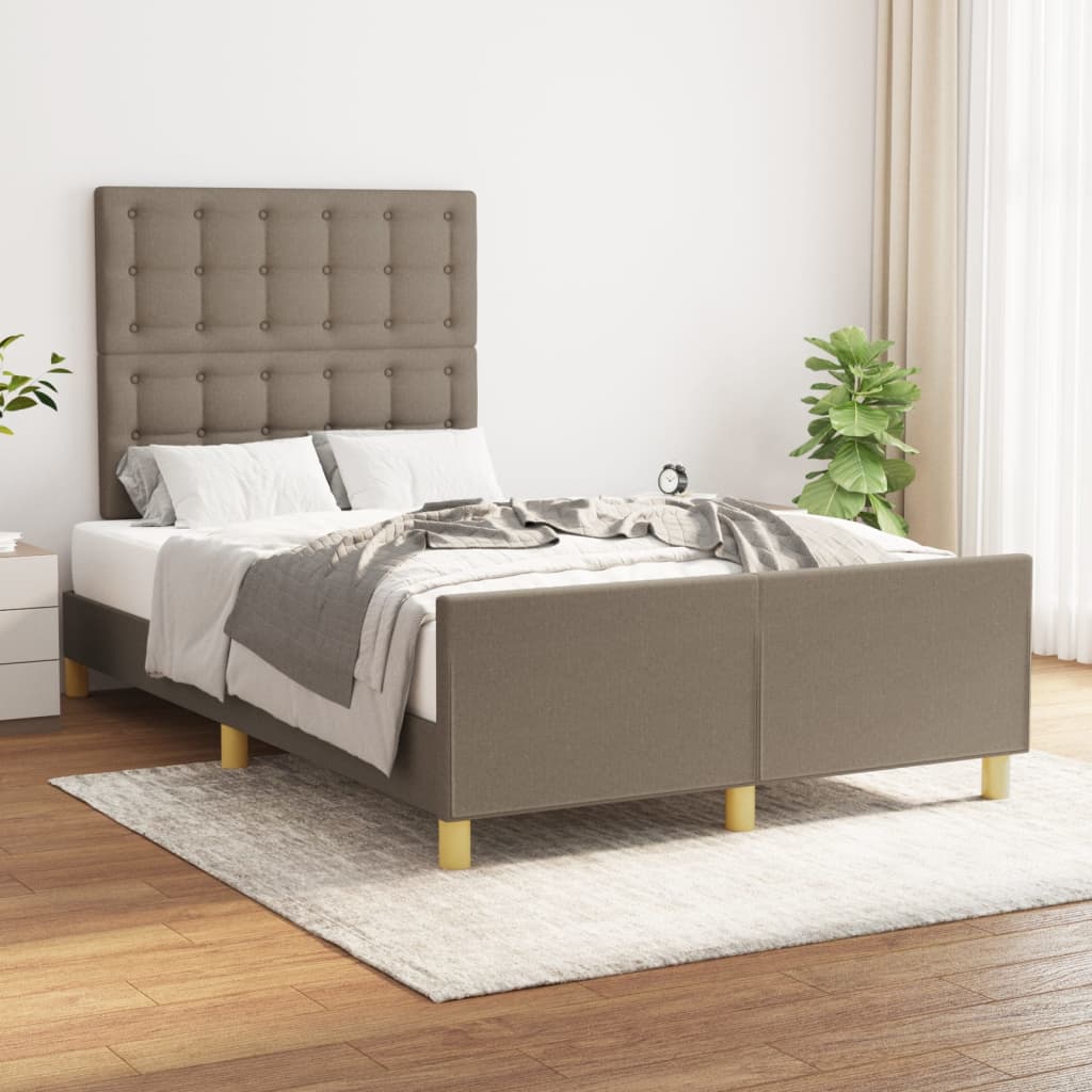 Cadre de lit sans matelas taupe 120x190 cm tissu - XIOS