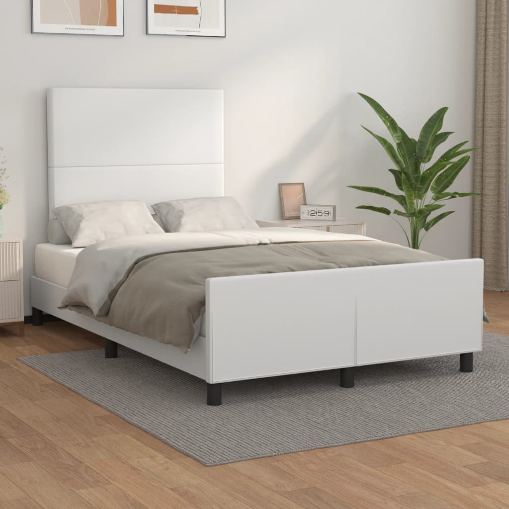 Cadre de lit sans matelas blanc 120x190 cm similicuir - XIOS