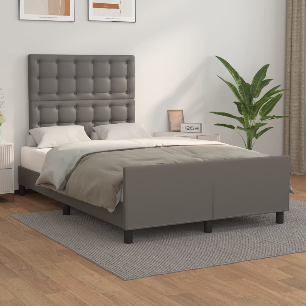 Cadre de lit sans matelas gris 120x190 cm similicuir - XIOS