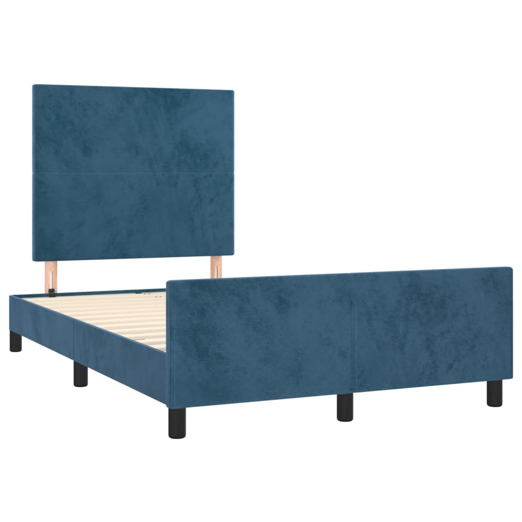 Cadre de lit sans matelas bleu foncé 120x190 cm velours - XIOS