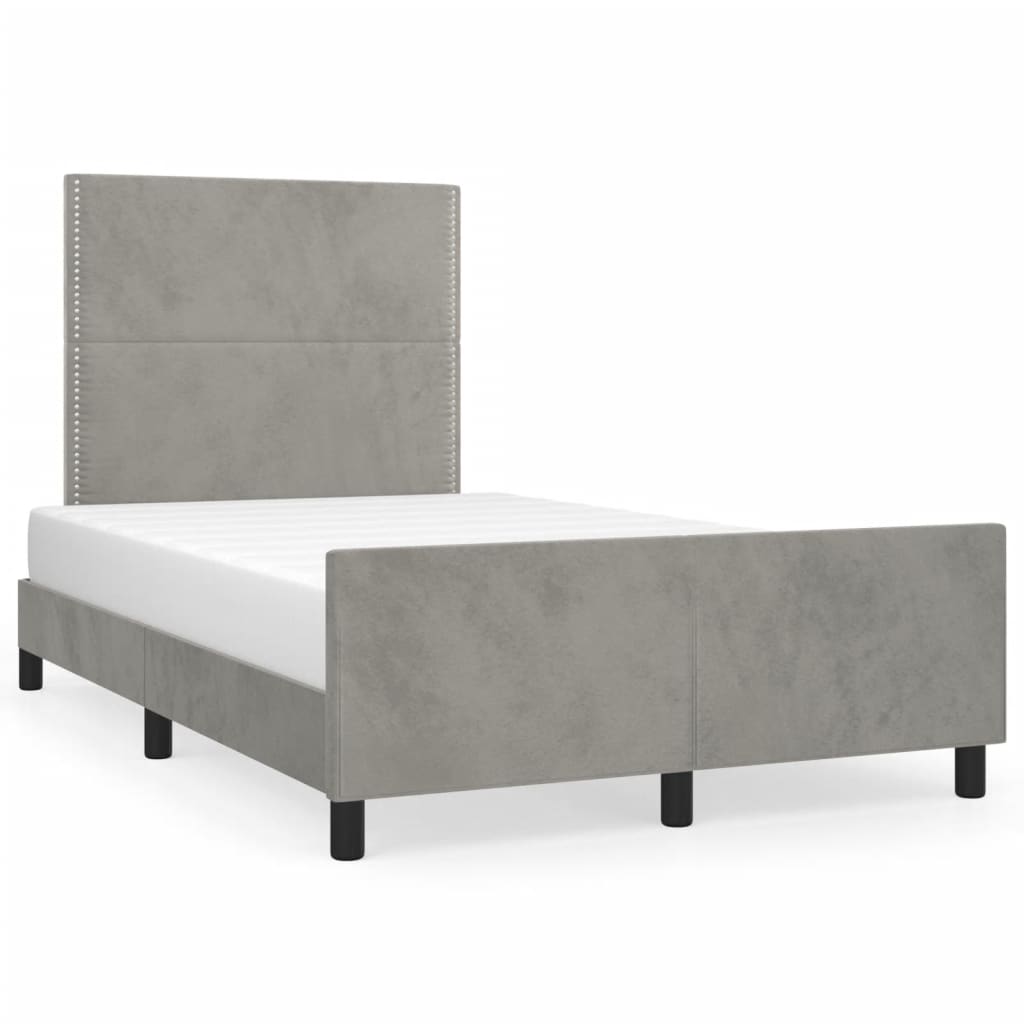 Cadre de lit sans matelas gris clair 120x190 cm velours - XIOS