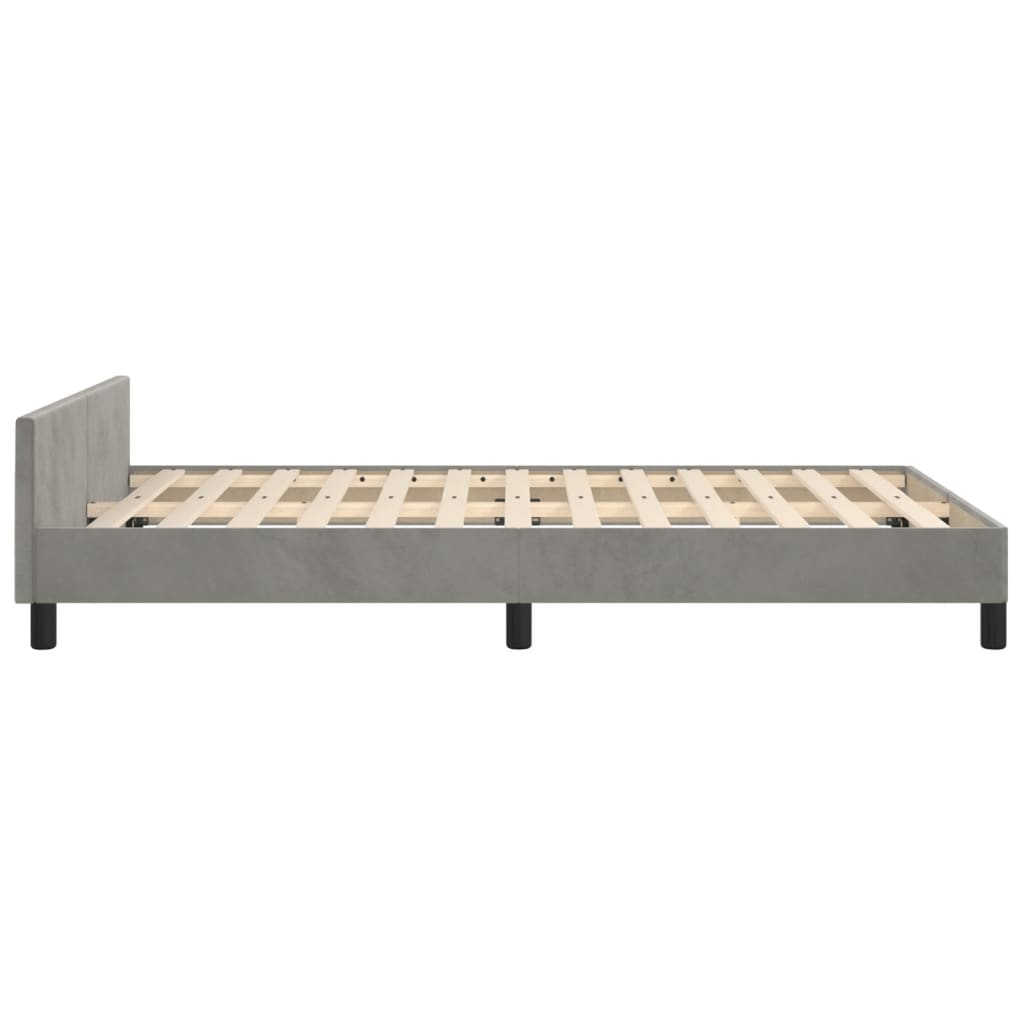 Cadre de lit sans matelas gris clair 120x190 cm velours - XIOS