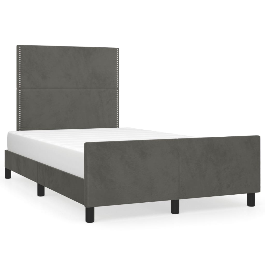 Cadre de lit sans matelas gris foncé 120x190 cm velours - XIOS