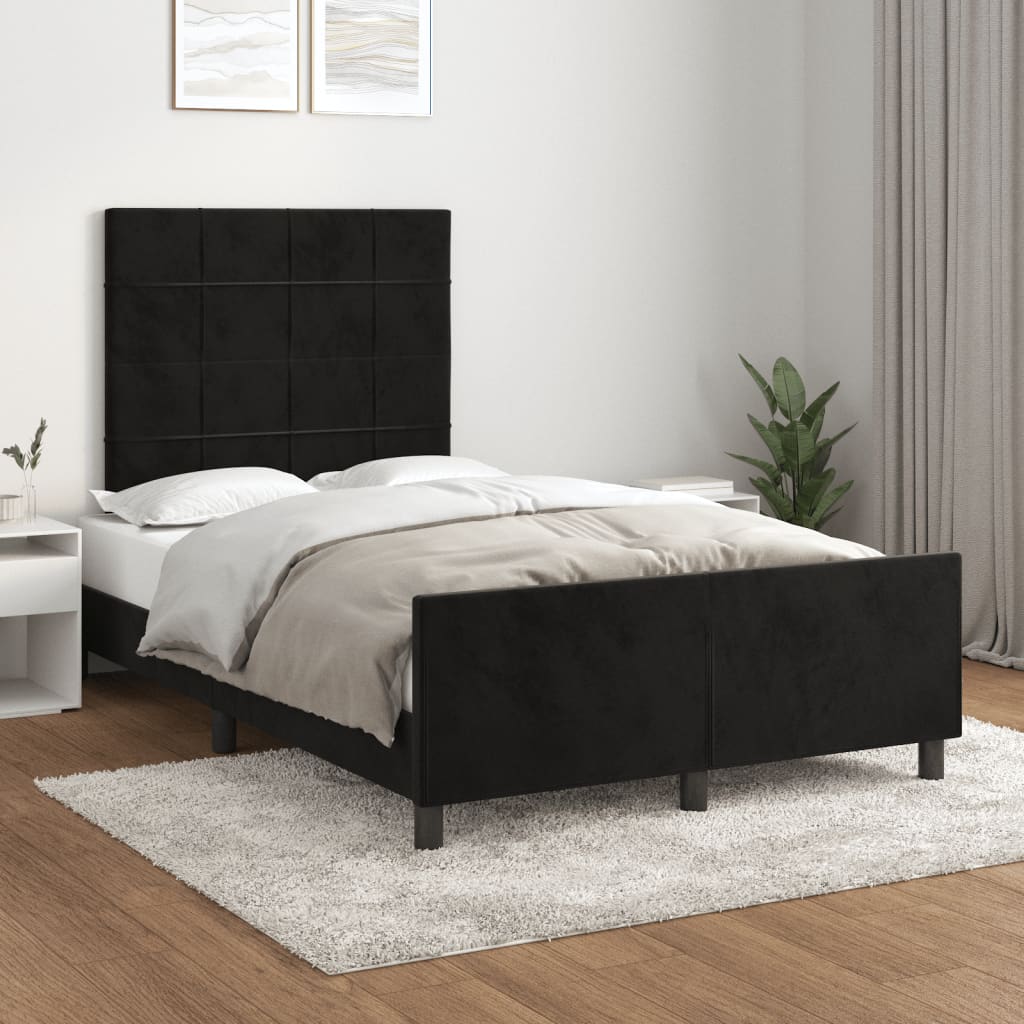 Cadre de lit sans matelas noir 120x190 cm velours - XIOS