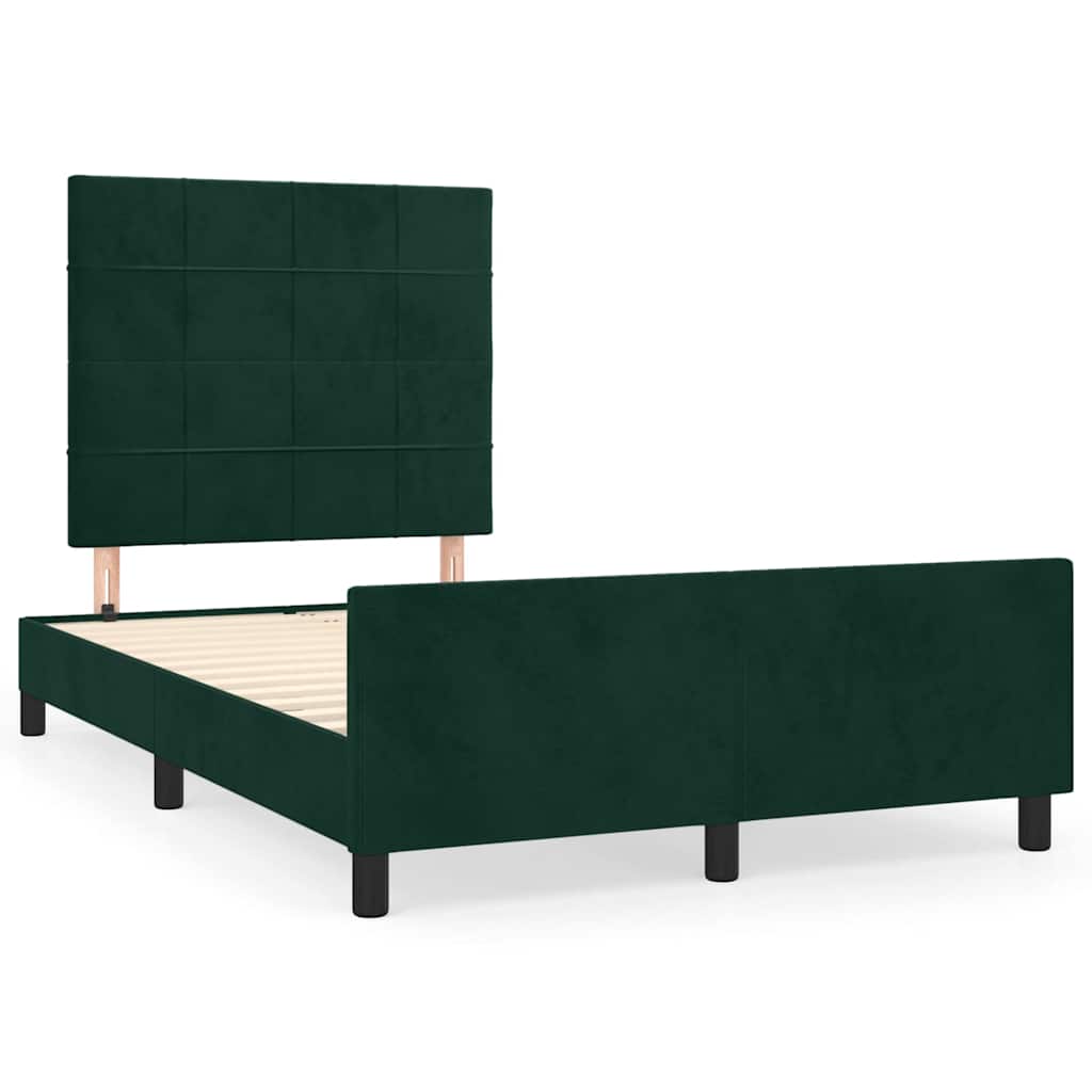 Cadre de lit sans matelas vert foncé 120x190 cm velours - XIOS