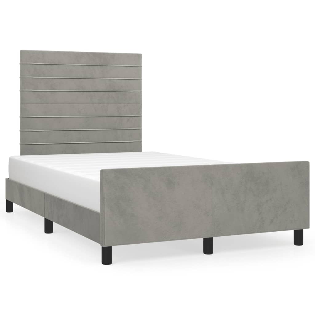 Cadre de lit sans matelas gris clair 120x190 cm velours - XIOS