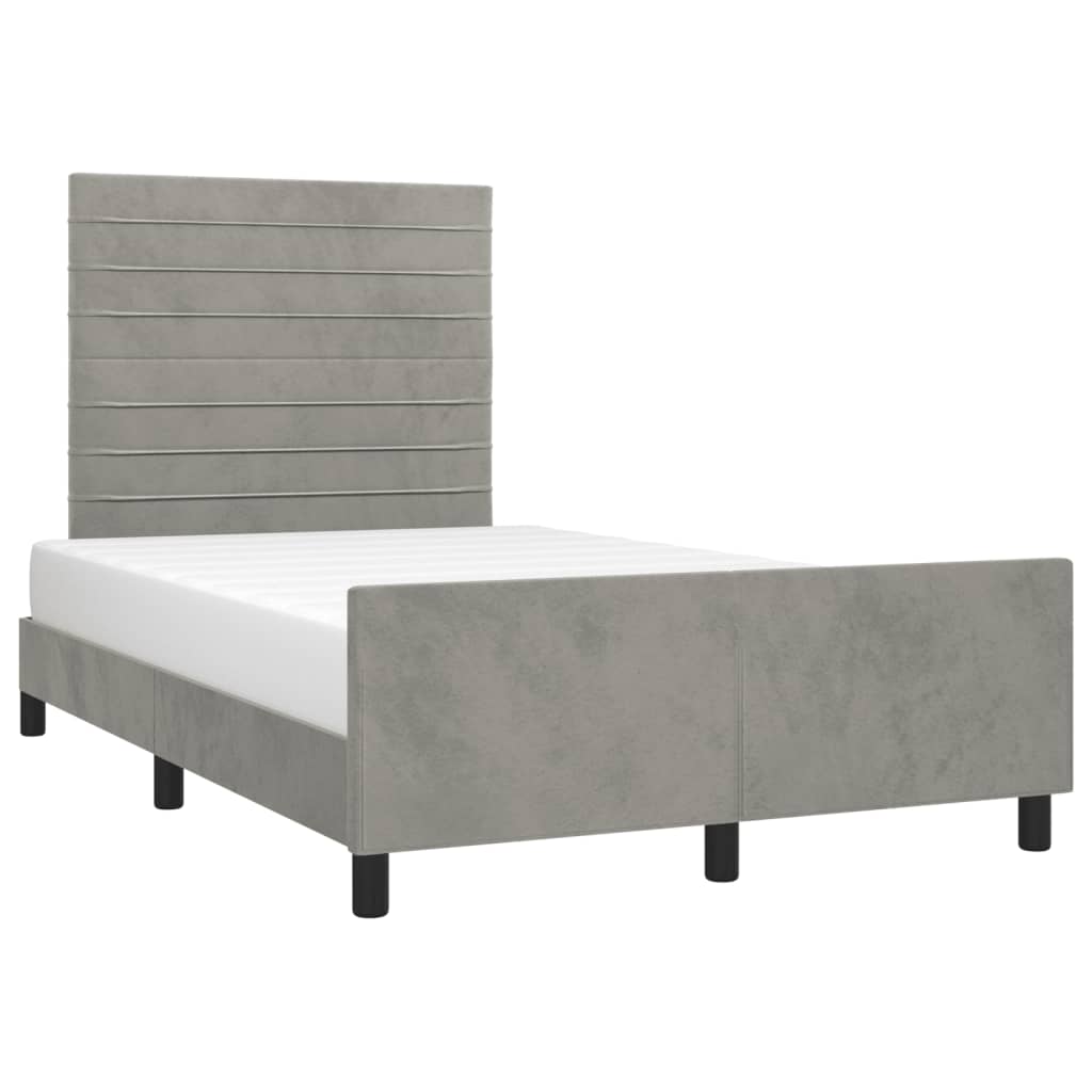 Cadre de lit sans matelas gris clair 120x190 cm velours - XIOS