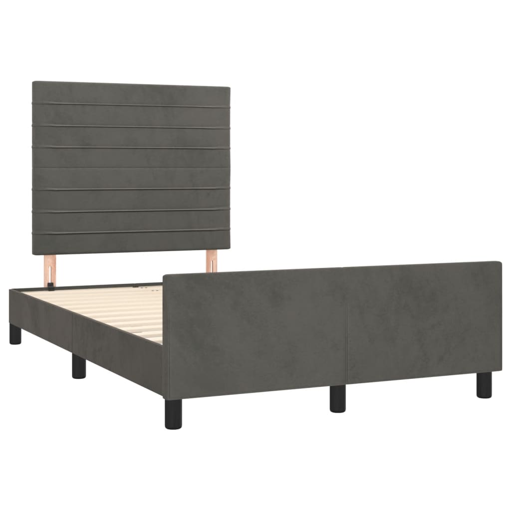 Cadre de lit sans matelas gris foncé 120x190 cm velours - XIOS