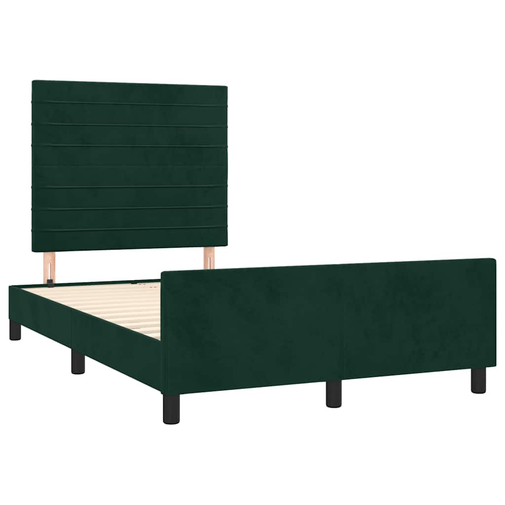 Cadre de lit sans matelas vert foncé 120x190 cm velours - XIOS