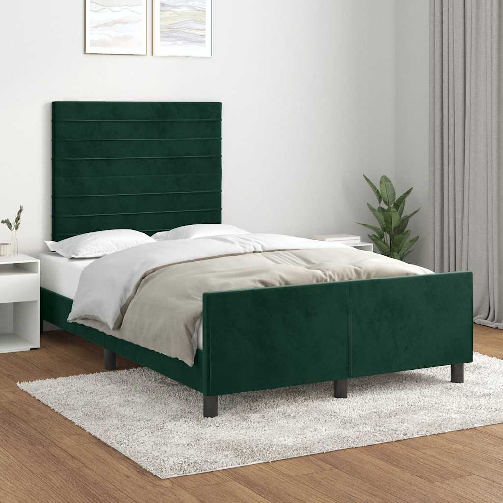 Cadre de lit sans matelas vert foncé 120x190 cm velours - XIOS