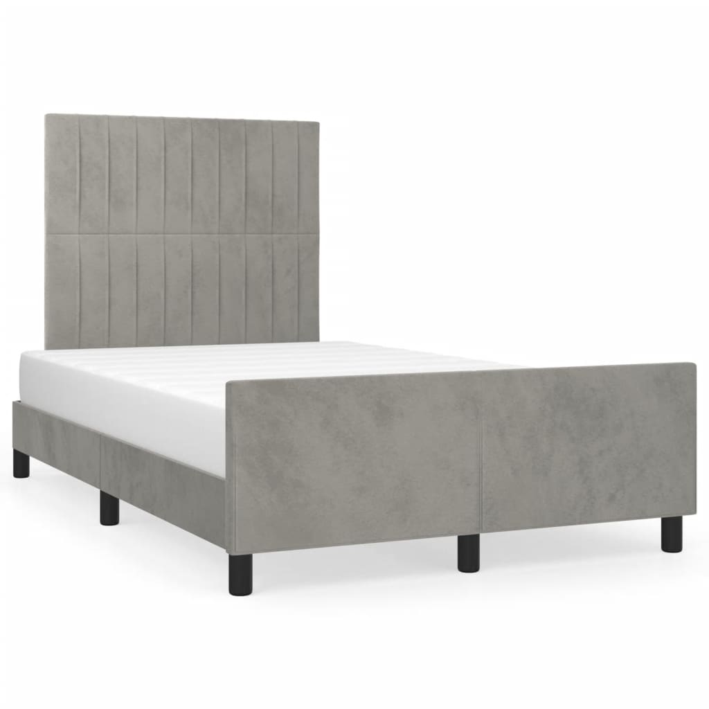 Cadre de lit sans matelas gris clair 120x190 cm velours - XIOS
