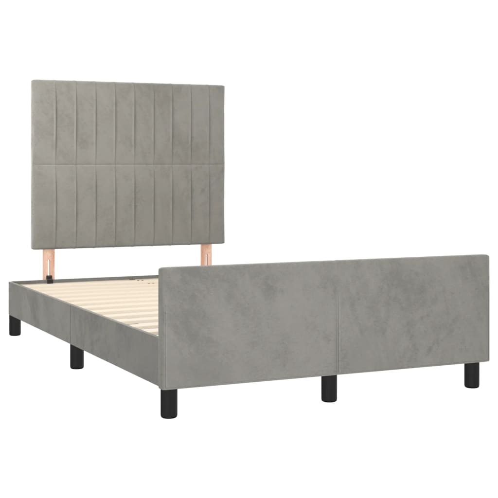 Cadre de lit sans matelas gris clair 120x190 cm velours - XIOS
