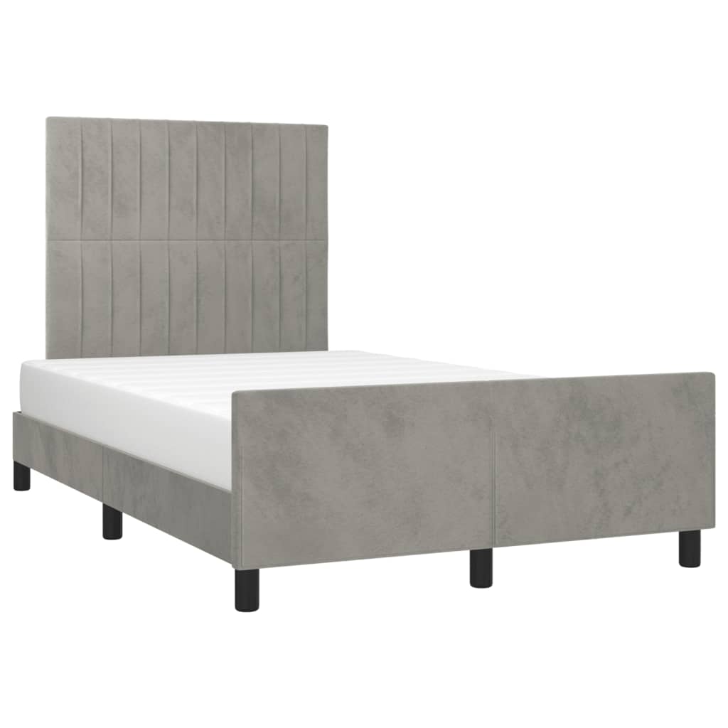 Cadre de lit sans matelas gris clair 120x190 cm velours - XIOS