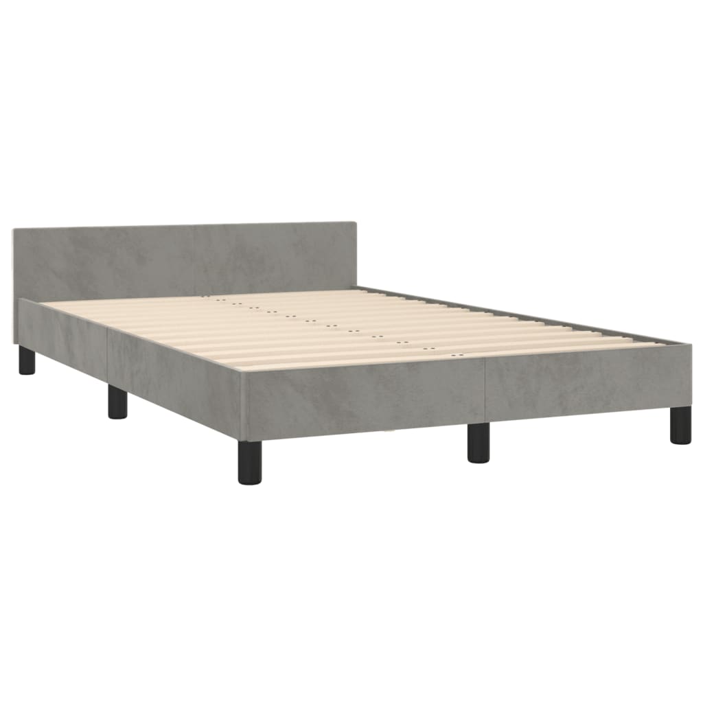 Cadre de lit sans matelas gris clair 120x190 cm velours - XIOS