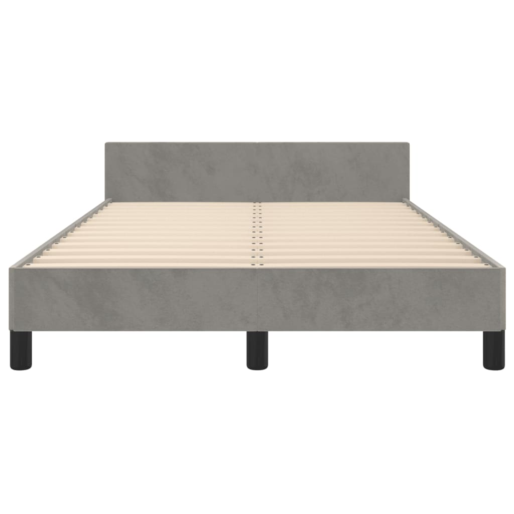 Cadre de lit sans matelas gris clair 120x190 cm velours - XIOS
