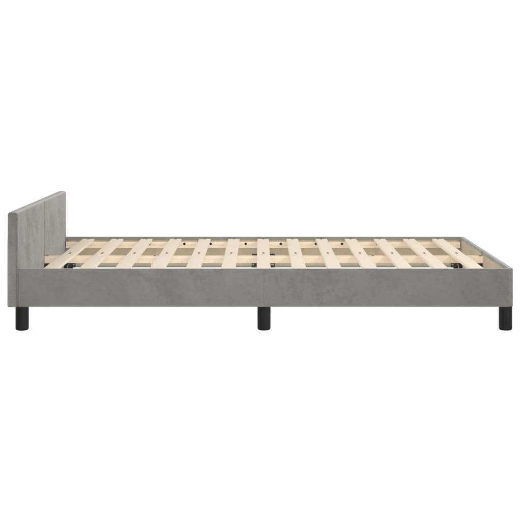 Cadre de lit sans matelas gris clair 120x190 cm velours - XIOS