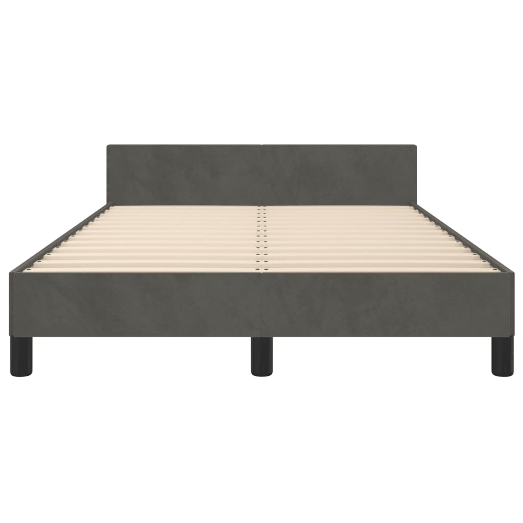 Cadre de lit sans matelas gris foncé 120x190 cm velours - XIOS
