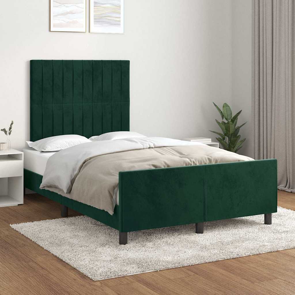 Cadre de lit sans matelas vert foncé 120x190 cm velours - XIOS