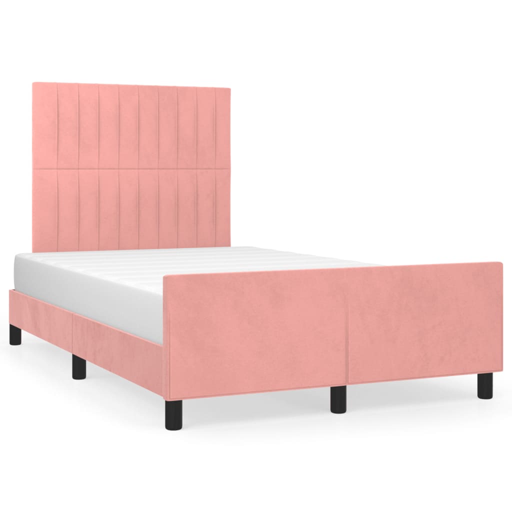 Cadre de lit sans matelas rose 120x190 cm velours - XIOS