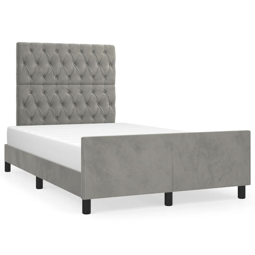 Cadre de lit sans matelas gris clair 120x190 cm velours - XIOS