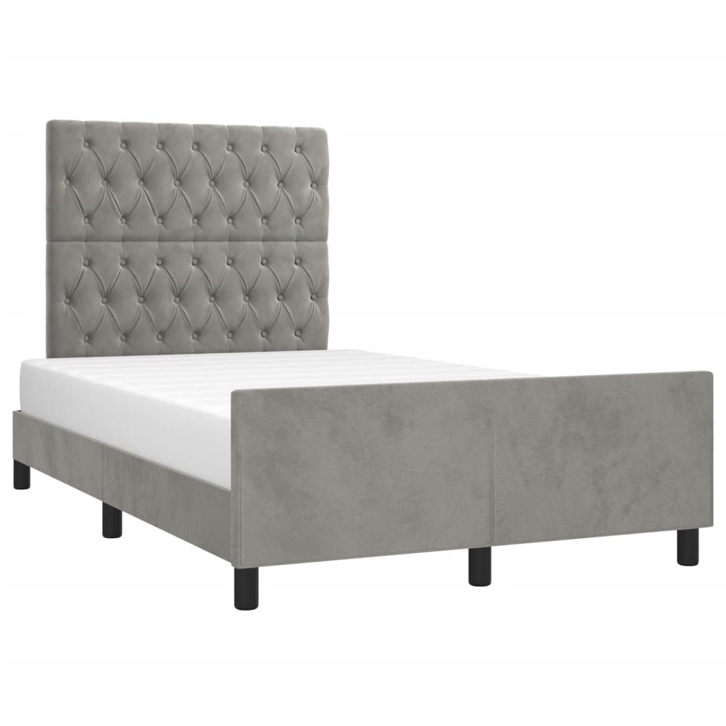 Cadre de lit sans matelas gris clair 120x190 cm velours - XIOS