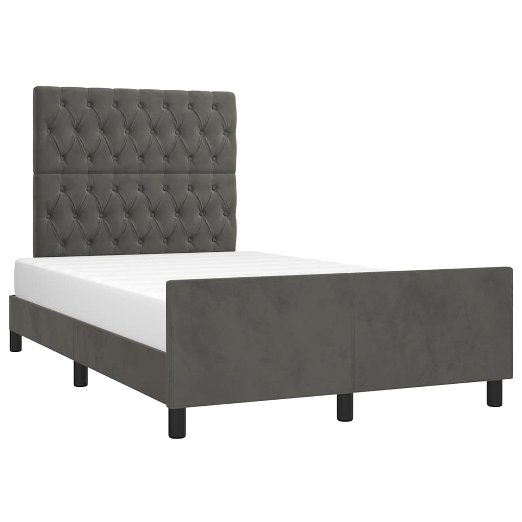 Cadre de lit sans matelas gris foncé 120x190 cm velours - XIOS