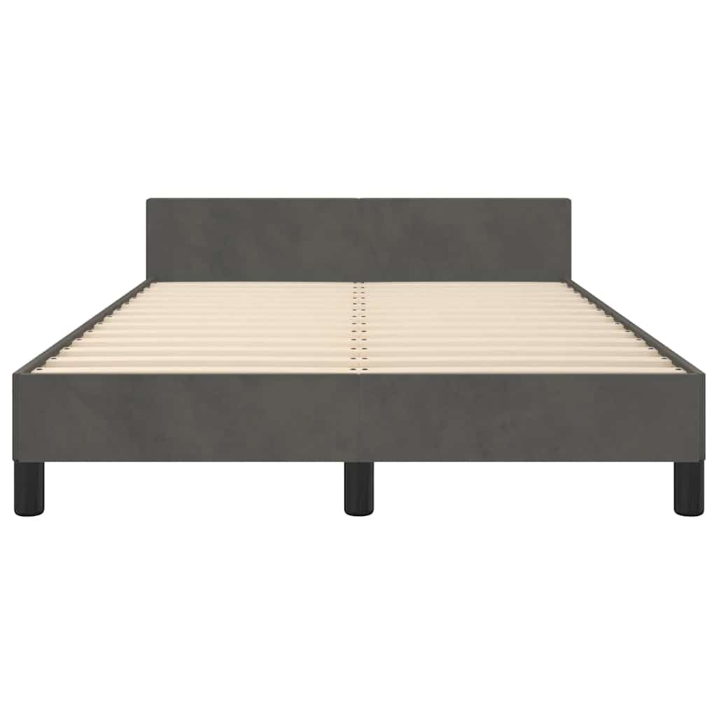 Cadre de lit sans matelas gris foncé 120x190 cm velours - XIOS