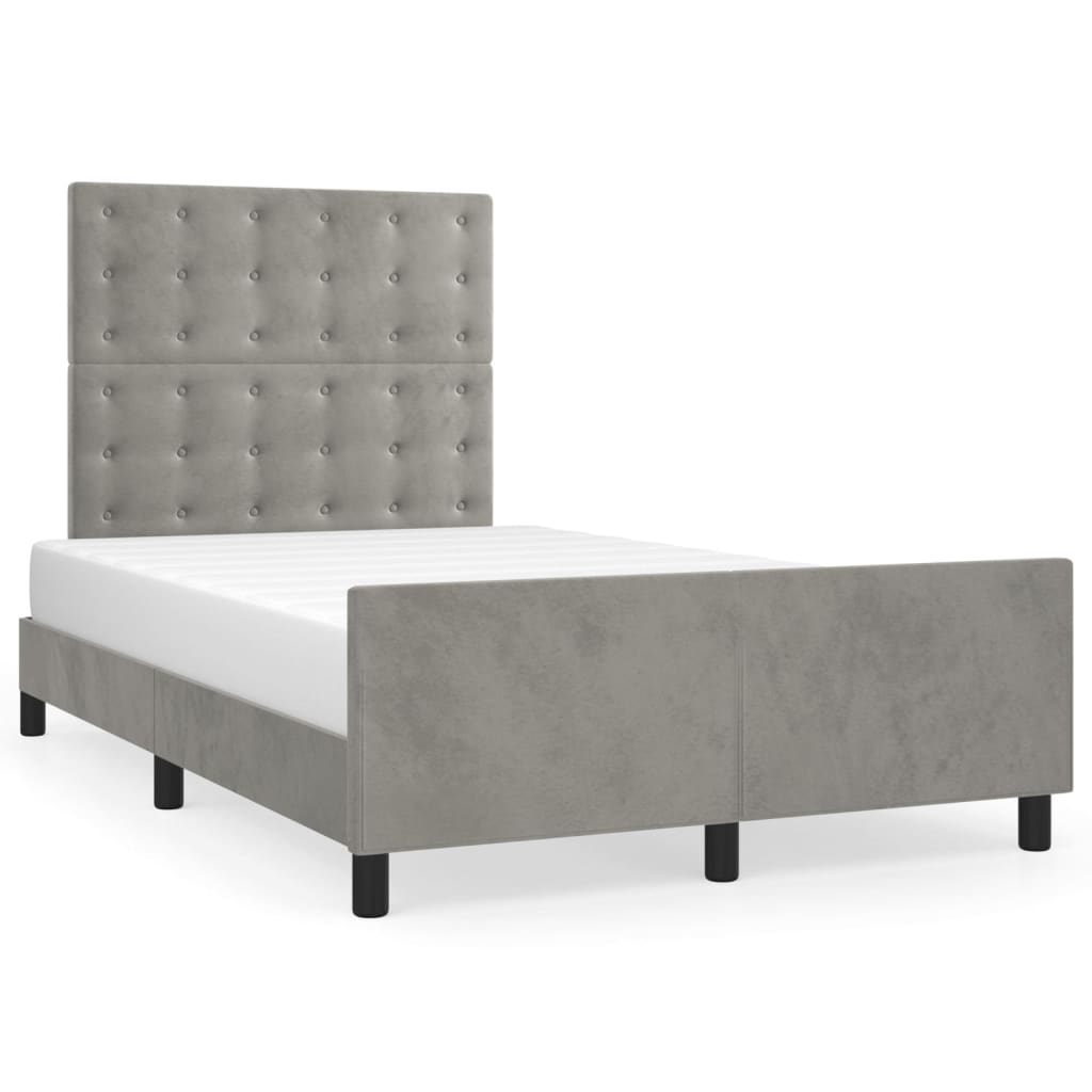 Cadre de lit sans matelas gris clair 120x190 cm velours - XIOS