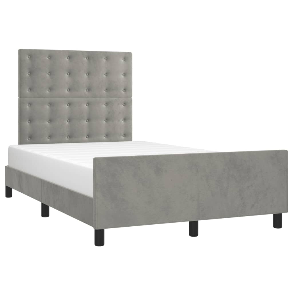 Cadre de lit sans matelas gris clair 120x190 cm velours - XIOS