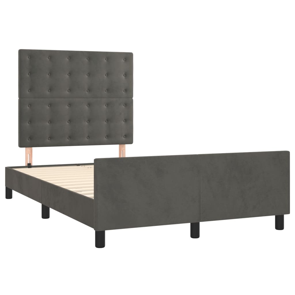 Cadre de lit sans matelas gris foncé 120x190 cm velours - XIOS