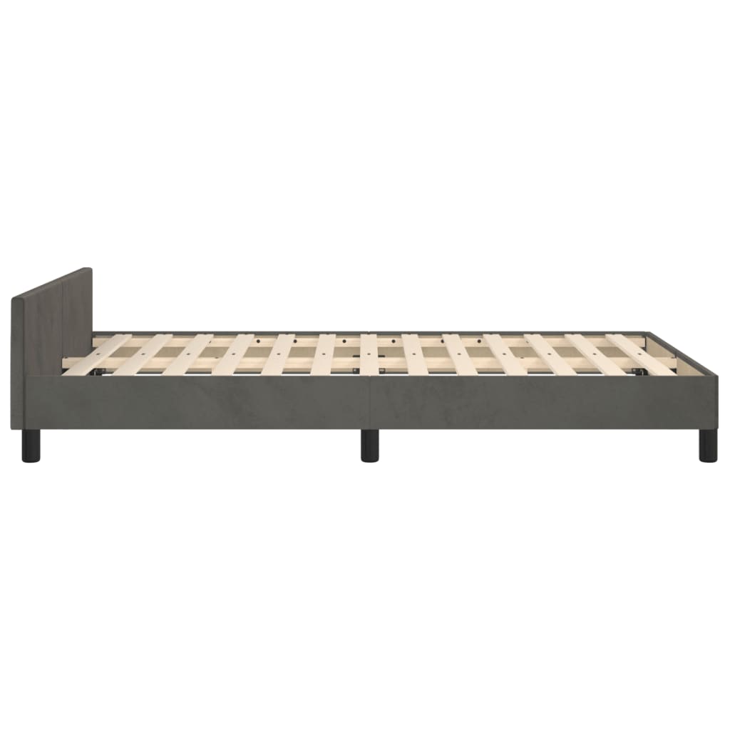 Cadre de lit sans matelas gris foncé 120x190 cm velours - XIOS