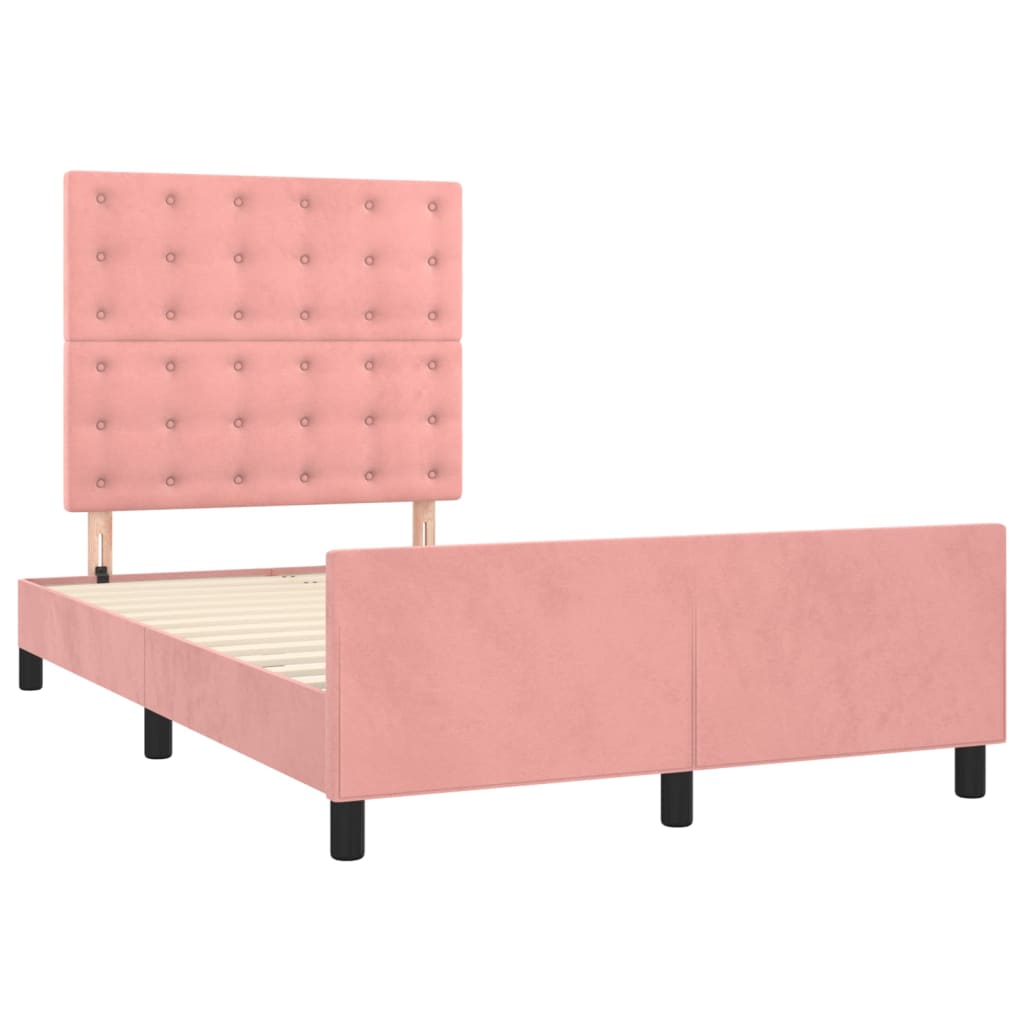 Cadre de lit sans matelas rose 120x190 cm velours - XIOS