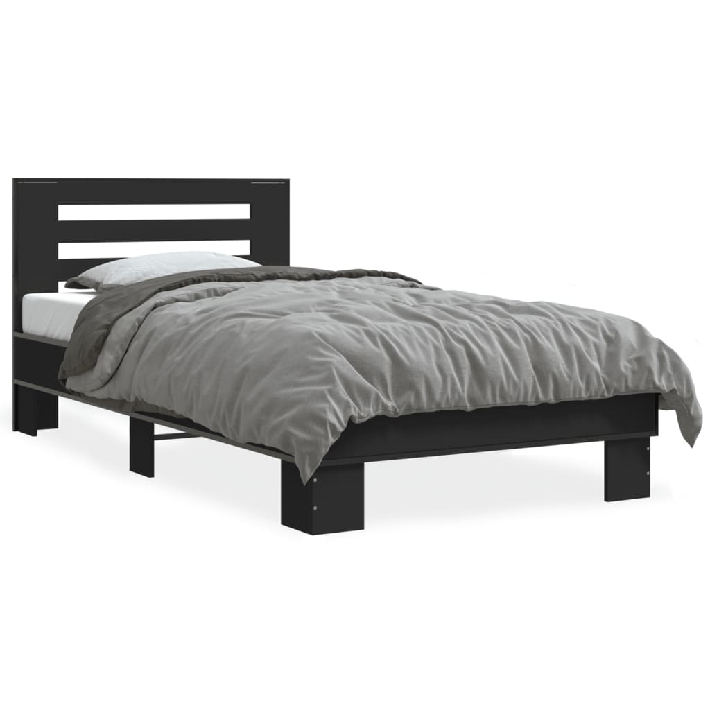 Cadre de lit sans matelas noir 75x190 cm - XIOS