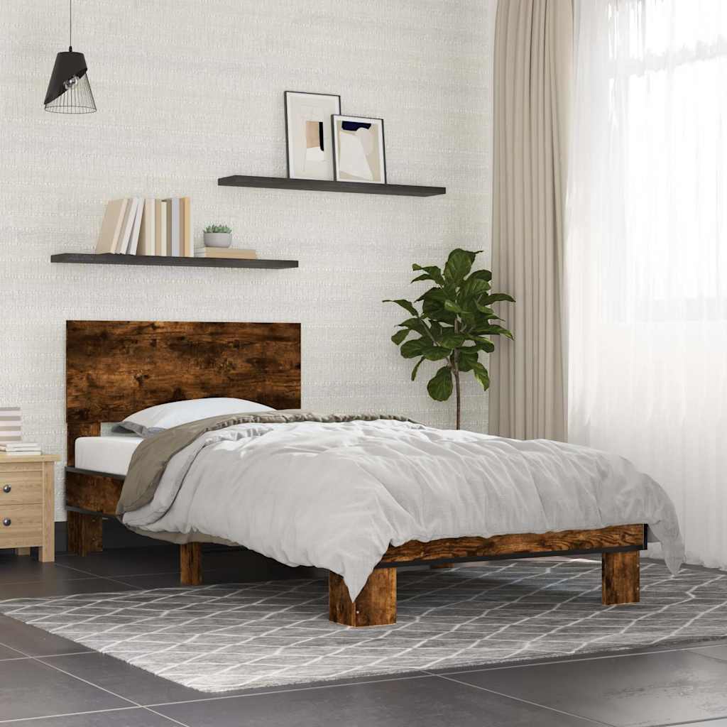 Cadre de lit sans matelas chêne fumé 75x190 cm - XIOS