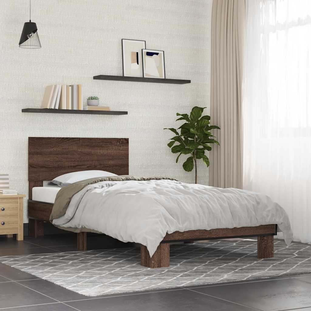 Cadre de lit sans matelas chêne marron 75x190 cm - XIOS