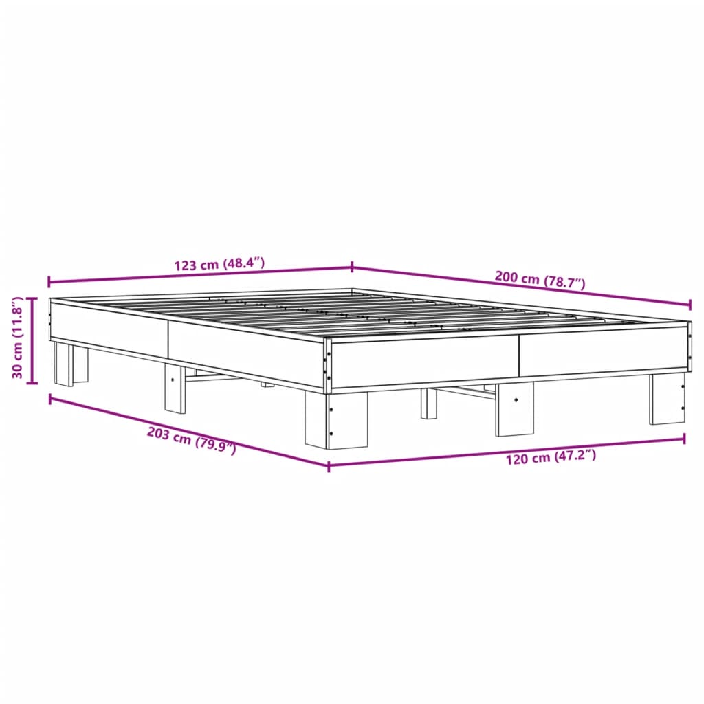 Cadre de lit sans matelas chêne marron 120x200 cm - XIOS