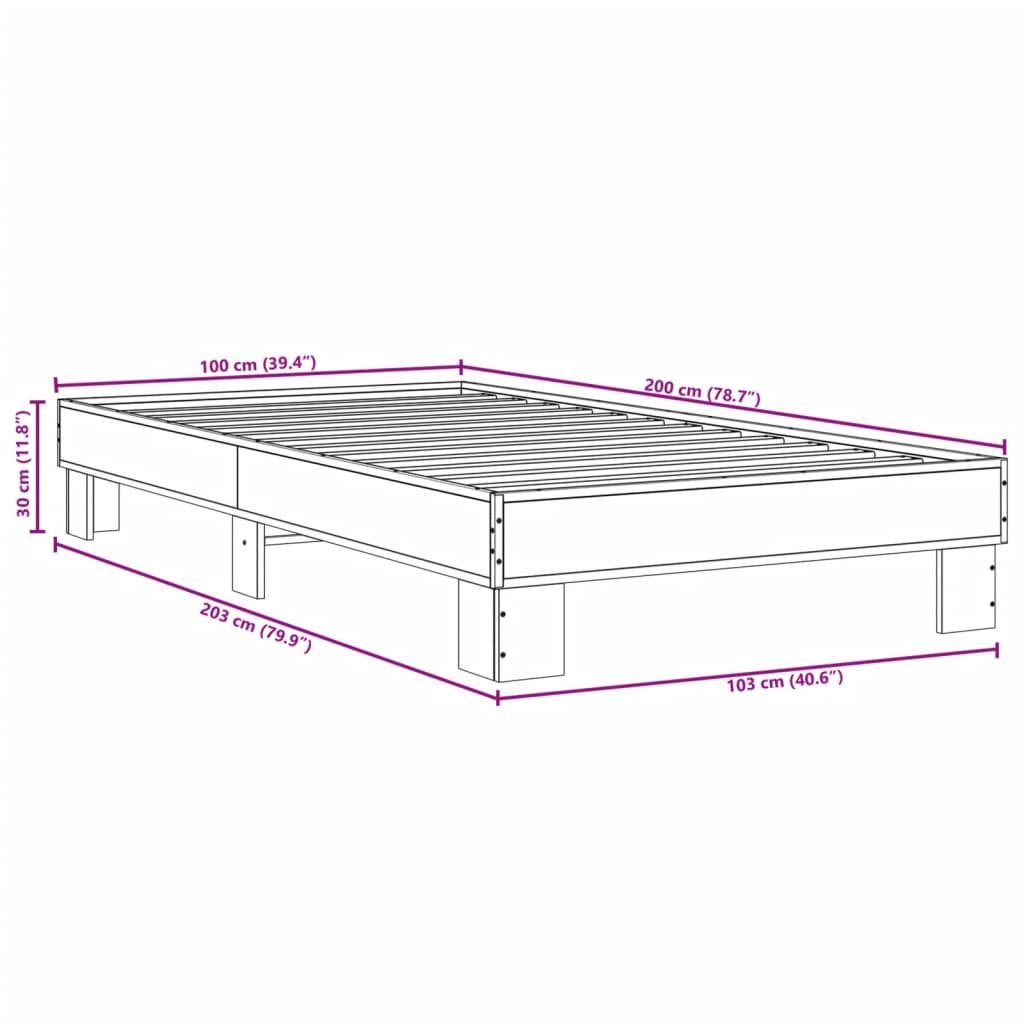 Cadre de lit sans matelas sonoma gris 100x200 cm - XIOS