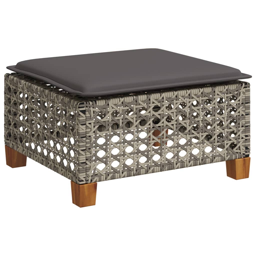 Salon de jardin 4 pcs avec coussins gris résine tressée