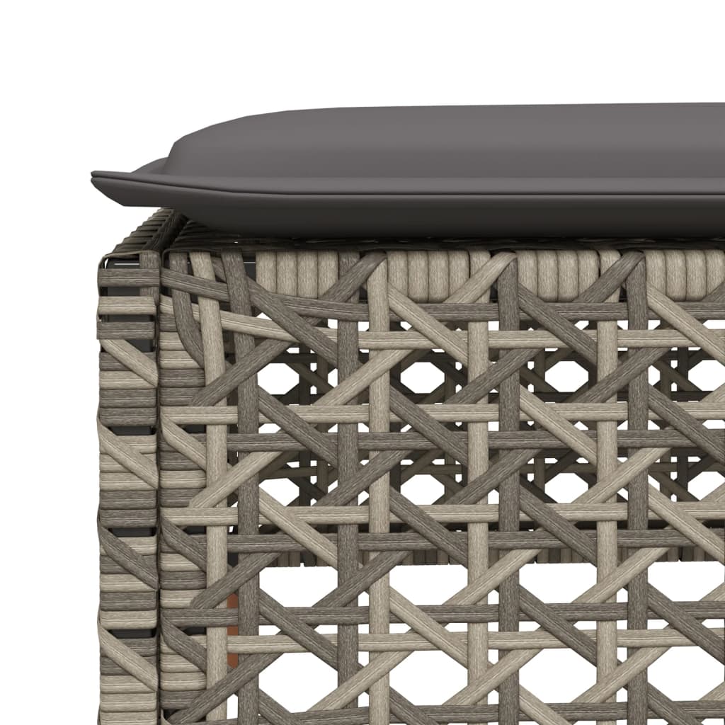 Salon de jardin 4 pcs avec coussins gris résine tressée