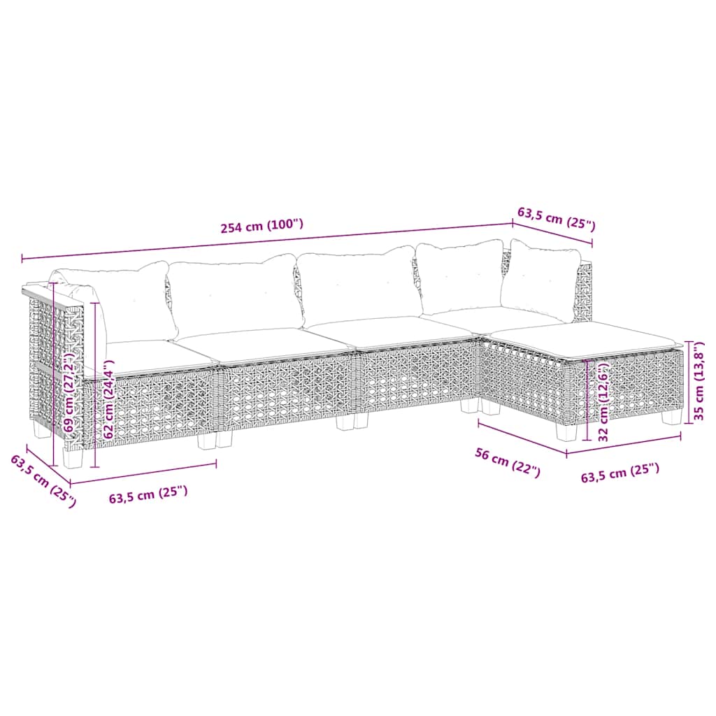Salon de jardin avec coussins 5 pcs beige résine tressée - XIOS