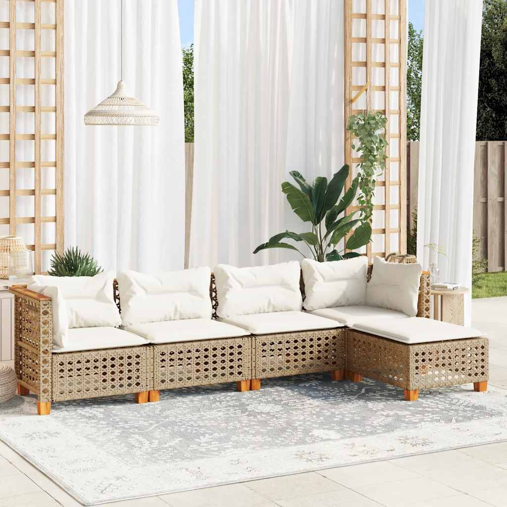 Salon de jardin avec coussins 5 pcs beige résine tressée - XIOS