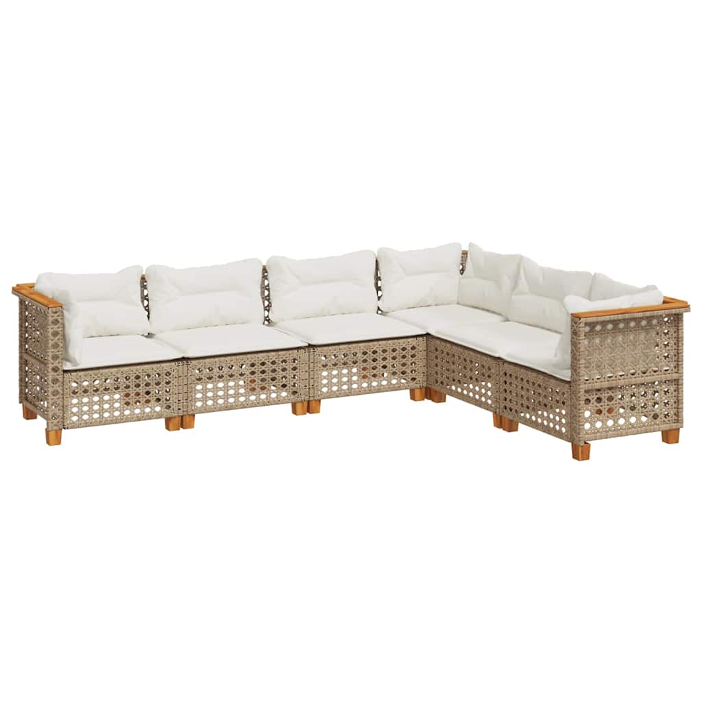 Salon de jardin avec coussins 6 pcs beige résine tressée