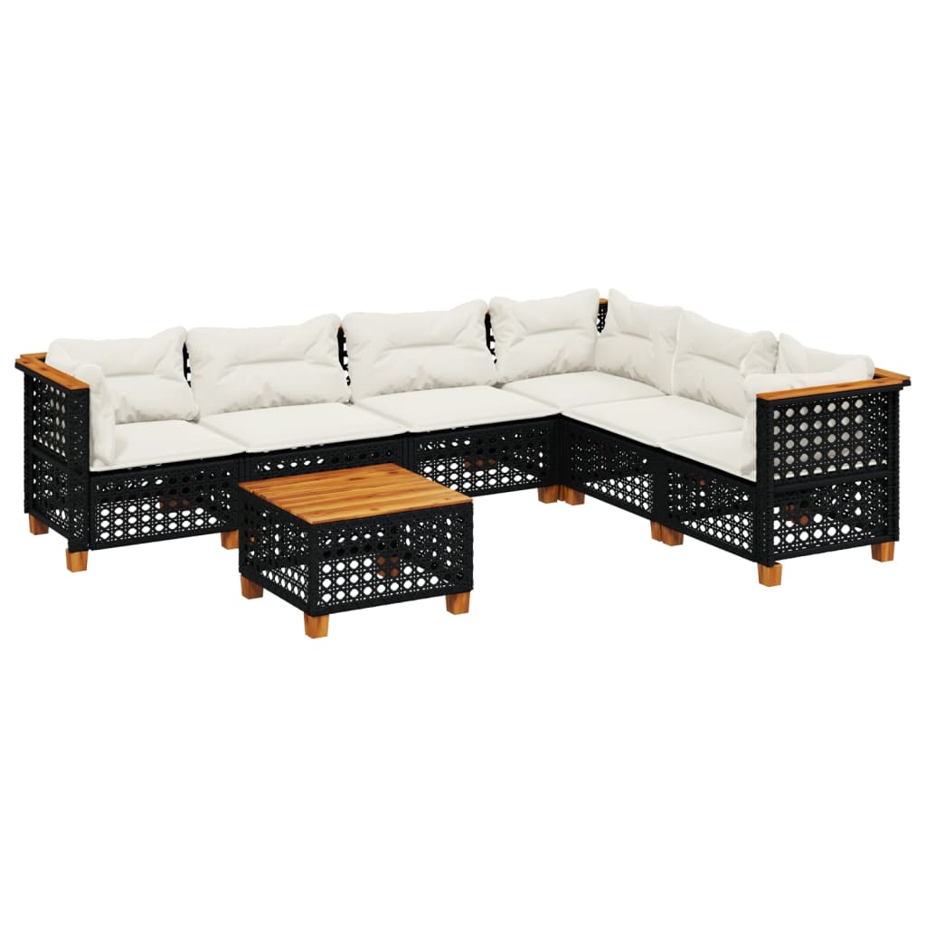 Salon de jardin 7 pcs avec coussins noir résine tressée - XIOS