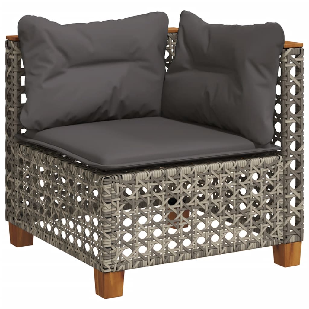 Salon de jardin 8 pcs avec coussins gris résine tressée