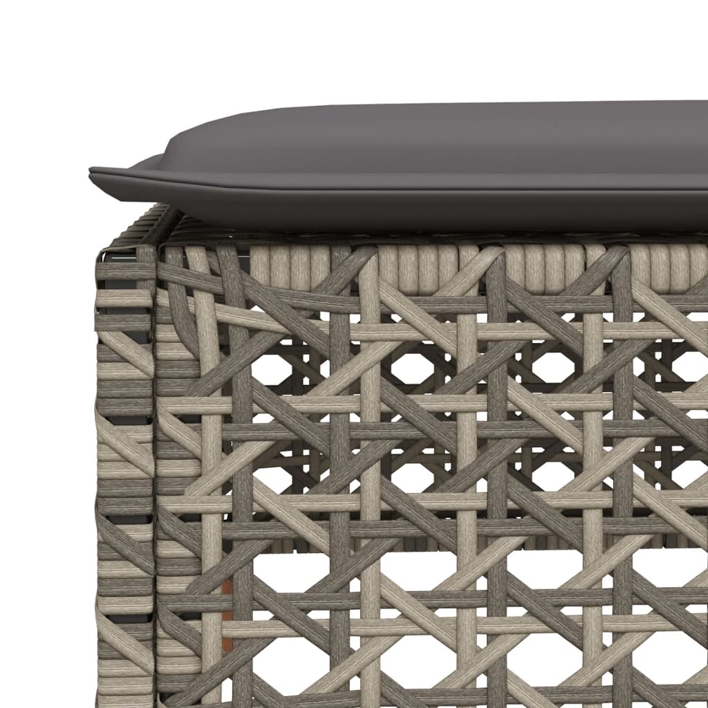 Salon de jardin avec coussins 7 pcs gris résine tressée