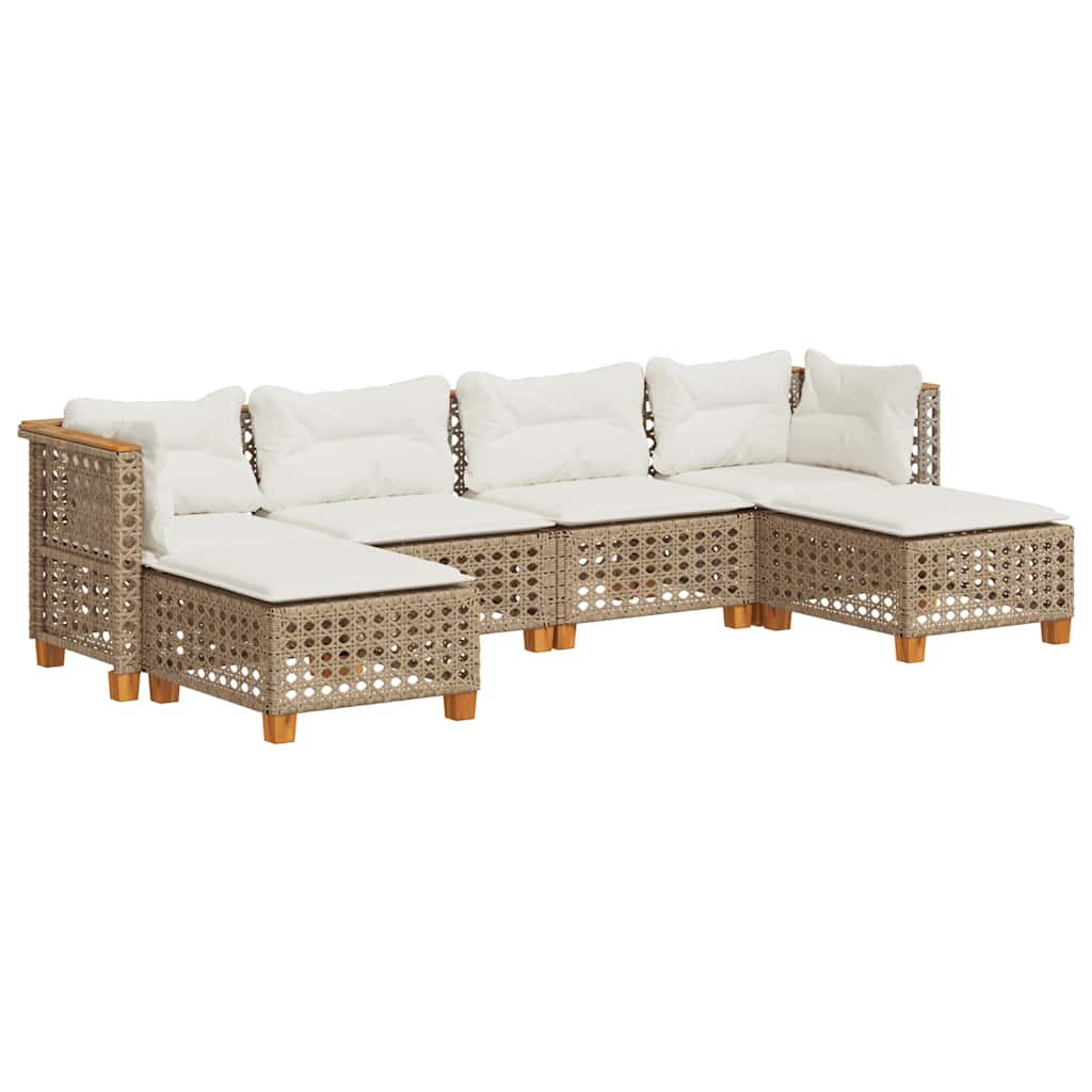 Salon de jardin avec coussins 6 pcs beige résine tressée - XIOS