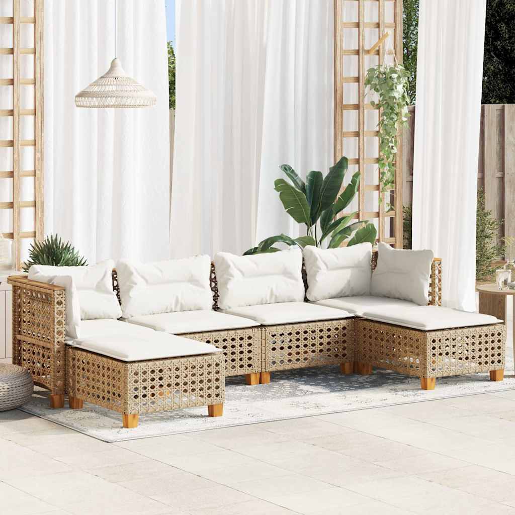 Salon de jardin avec coussins 6 pcs beige résine tressée - XIOS
