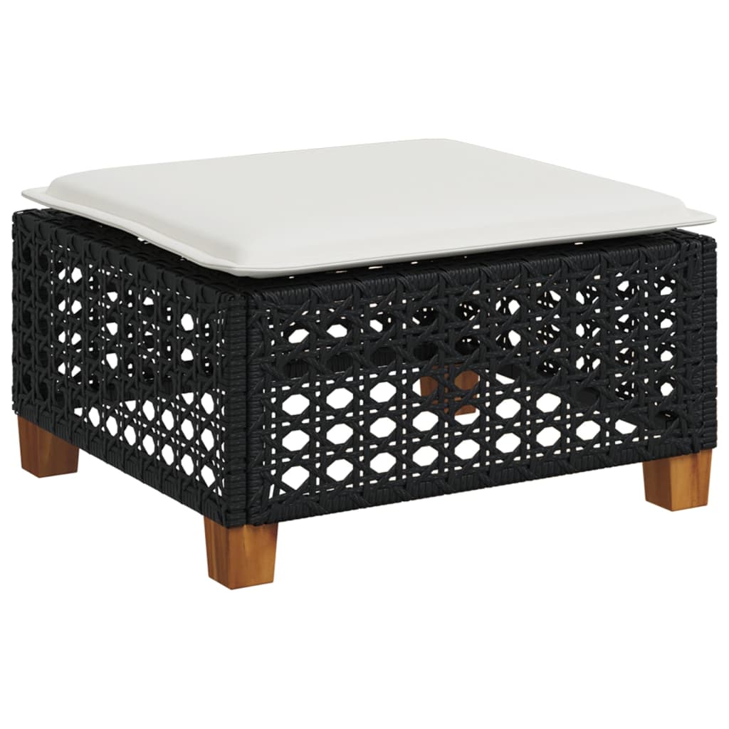 Salon de jardin 8 pcs avec coussins noir résine tressée