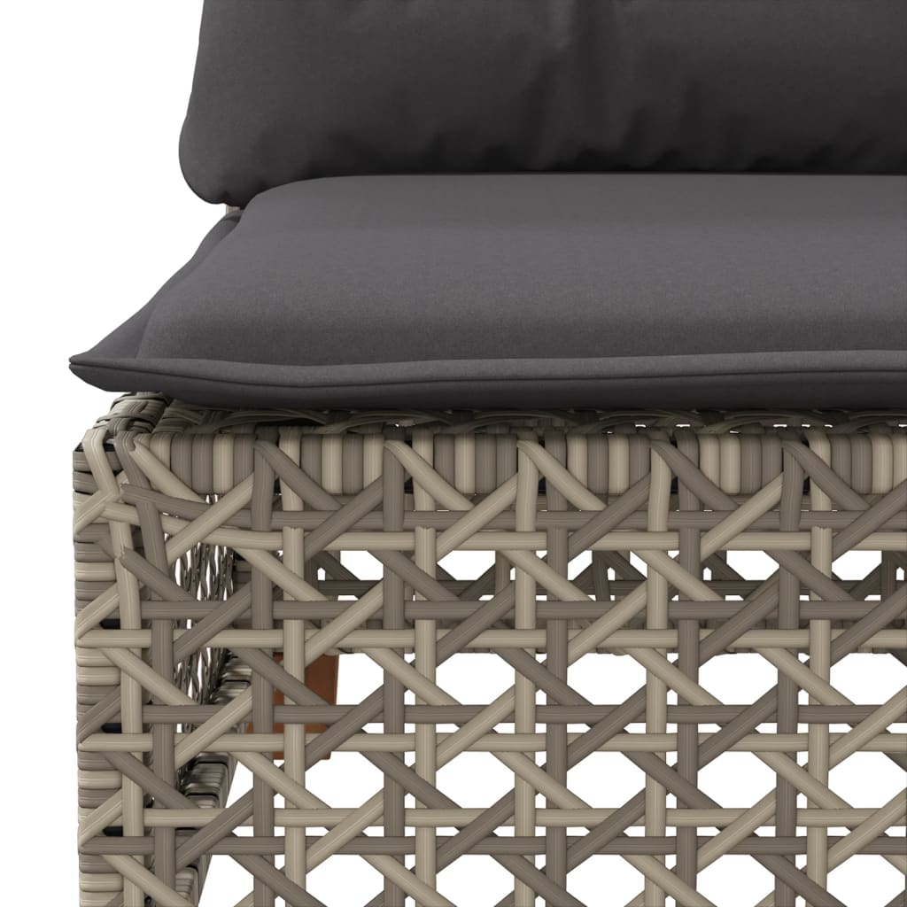 Salon de jardin 9 pcs avec coussins gris résine tressée